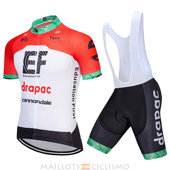 2018 Maillot Cannondale Drapac Tirantes Mangas Cortas Blanco y N